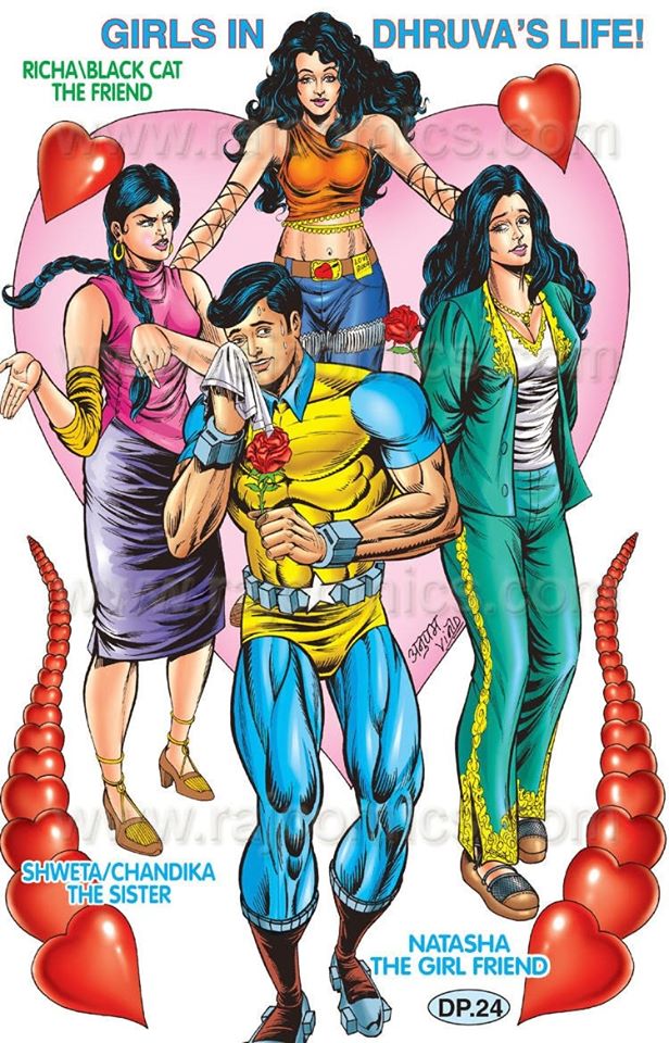 Raj Comics Poster By Anupam Sinha
Dhruv, Richa, Natahsha and Shweta/Chandika