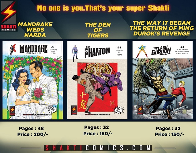 Phantom - Mandrake - Flash Gordon - Shakti Comics - Fourth Set - Hindi