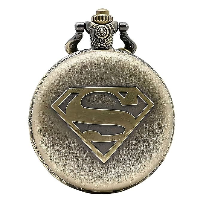 Vintage Style Super Man Pocket Watch Keychain