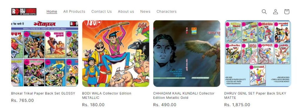 Raj Comics By Manish Gupta Website