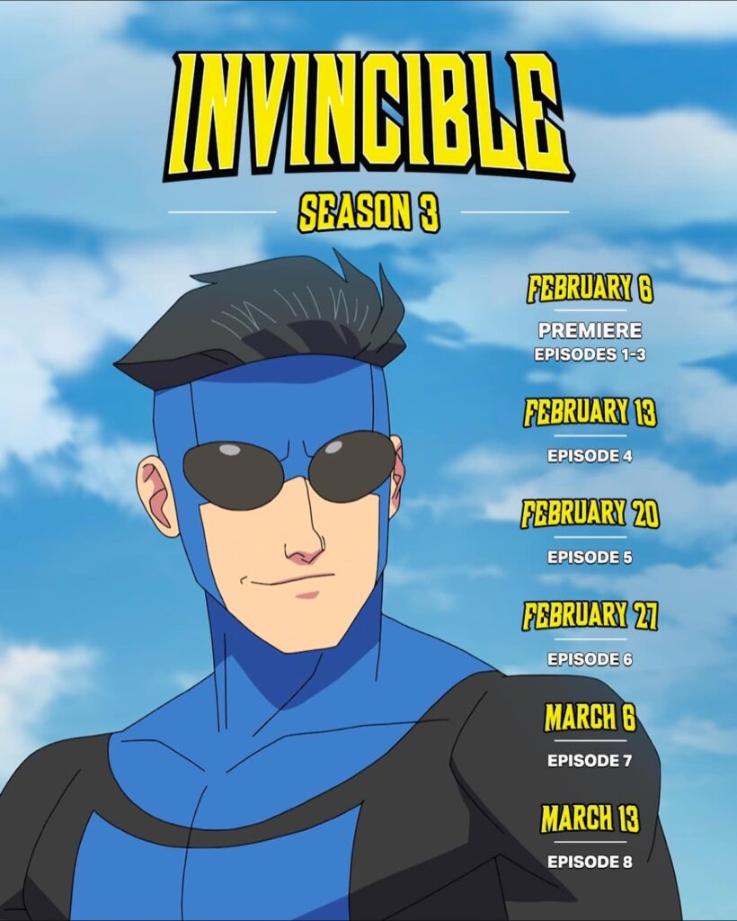 Invincible Season 3 - Amazon Prime Schedule