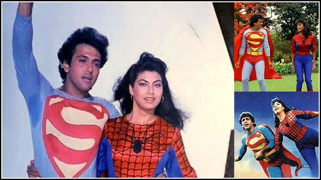 Govinda as Superman and Kimi Katkar as Spider-Woman - Dariya Dil (1988)
